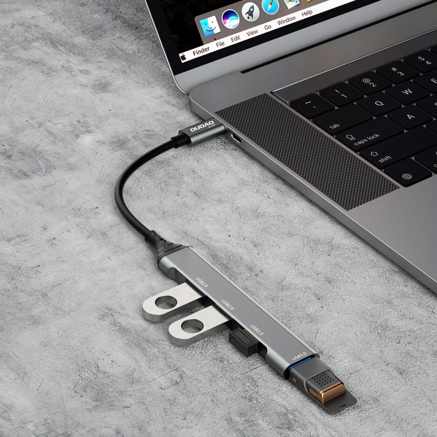 DUDAO A16T 4-in-4 USB-C Hub Wired USB 3.2 Gen 1 (3.1 Gen 1) Type-C Grey – 4