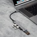 DUDAO A16T 4-in-4 USB-C Hub Vadu USB 3.2 Gen 1 (3.1 Gen 1) Type-C Pelēks