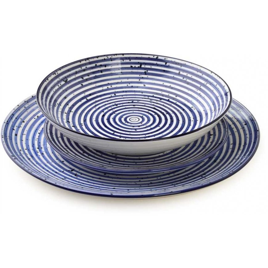 Lumarko Affek Design STRIPES Sininen ruokailusarja 18 osaa. 27/19/20 cm kulhot, 550 ml