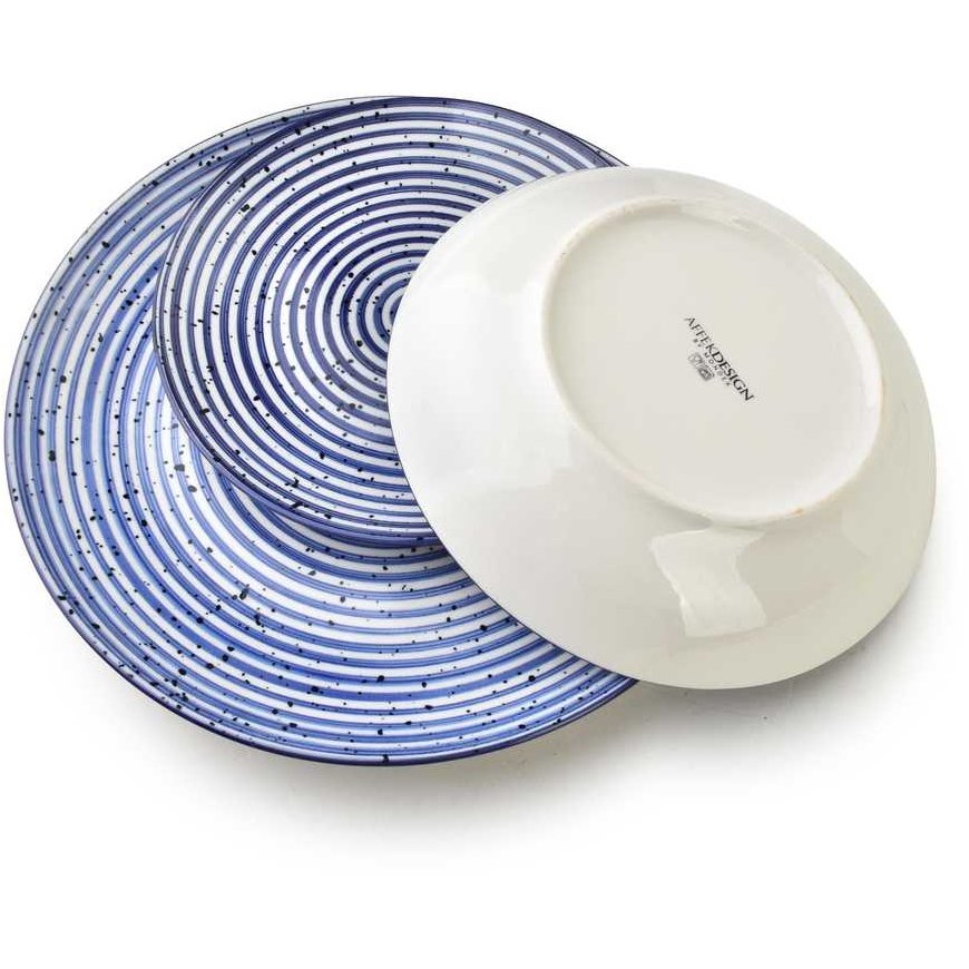 Lumarko Affek Design STRIPES Sininen ruokailusarja 18 osaa. 27/19/20 cm kulhot, 550 ml – 3