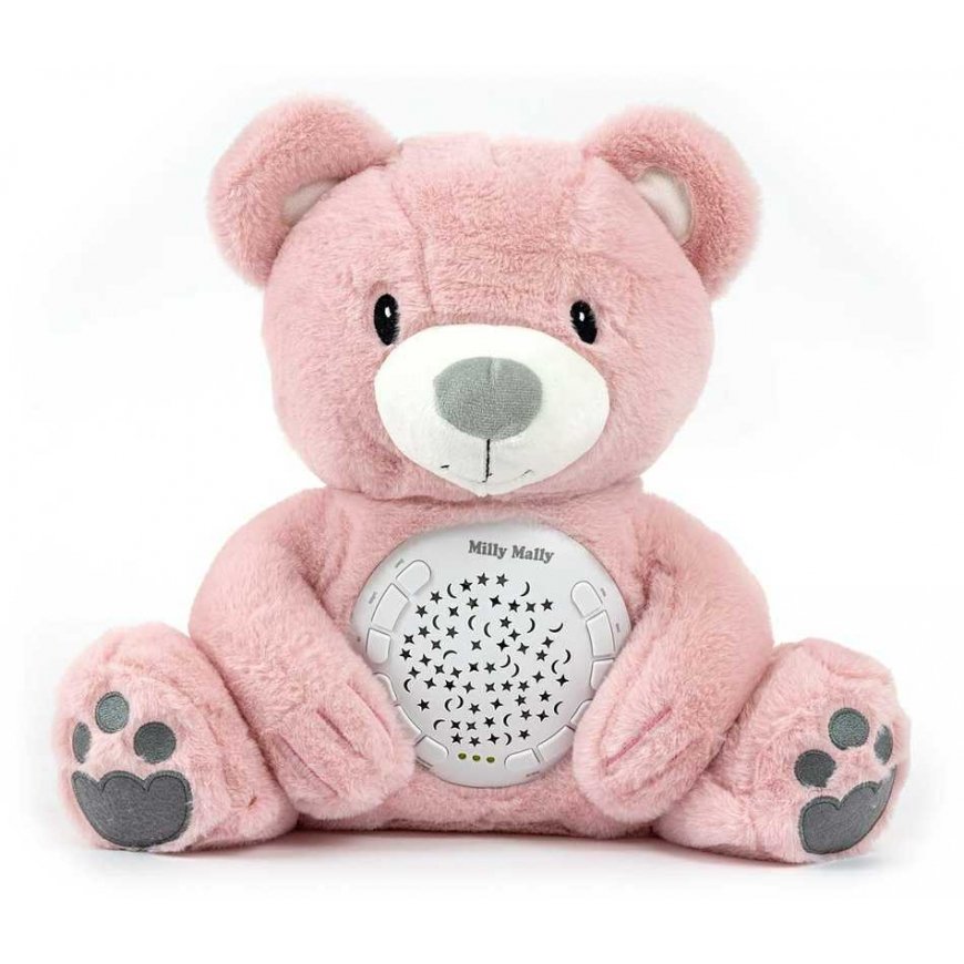Milly Mally plush toy with projector, Milly bear, pink