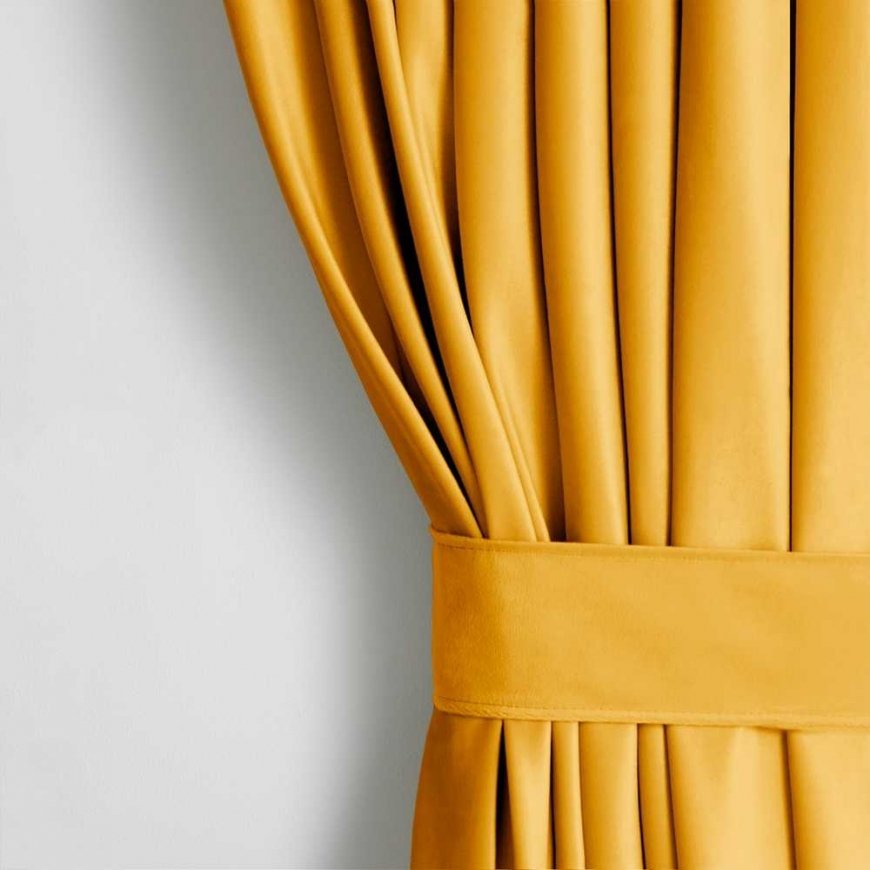 AmeliaHome Aizkari VELVET krāsā sinepju stila