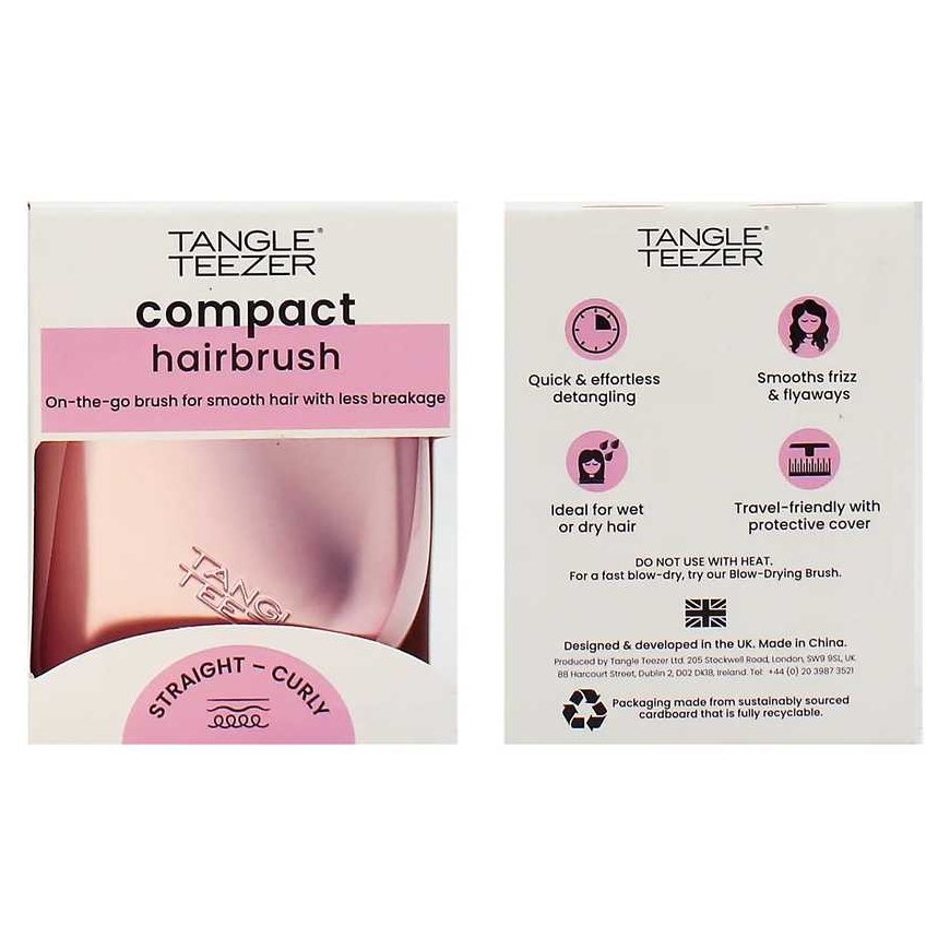 Tangle Teezer Compact Styler hiusharja Vaaleanpunainen Matte Chrome