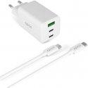 Epico UltraBoost EA40 65 W GaN wall charger set with USB-C to USB-C 1.2 m cable - White Epico UltraBoost EA40 65 W GaN wall charger set with USB-C to USB-C 1.2 m cable - White