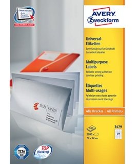 Avery 3479 printerimärgis Valge Iseliimuv printerisilt