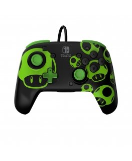 PDP REMATCH: 1-Up Glow in the Dark musta, Vihreä USB Pad-ohjain Analoginen/Digitaalinen Nintendo Switch, Nintendo Switch OLED