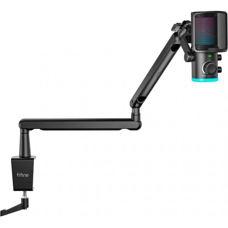 FIFINE AmpliGame TAM6 juhtmega mikrofon alusega ja RGB valgustusega | USB – 2
