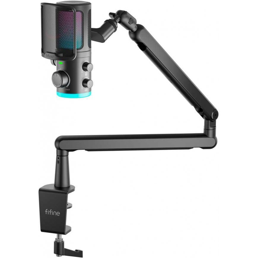 FIFINE AmpliGame TAM6 wired microphone with stand and RGB lighting | USB – 3