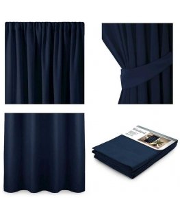 Ночная занавеска AmeliaHome BLACKOUT 140X245 см, 1 шт., лента/крючки, цвет: темно-синий