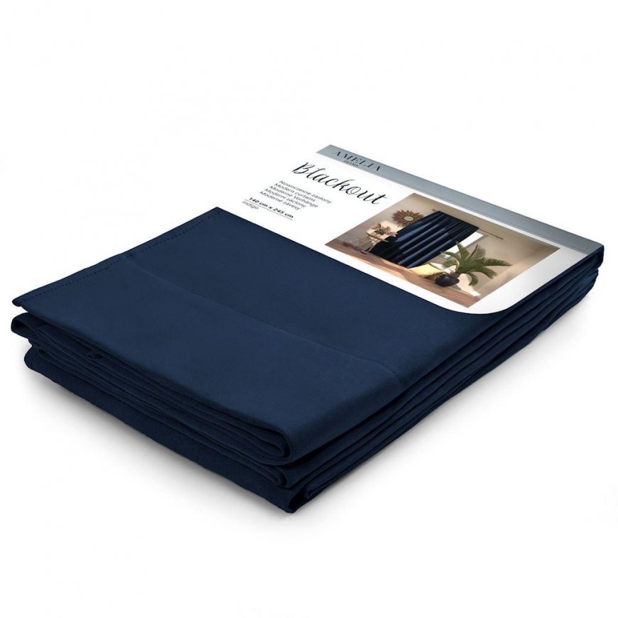 Ночная занавеска AmeliaHome BLACKOUT 140X245 см, 1 шт., лента/крючки, цвет: темно-синий – 3