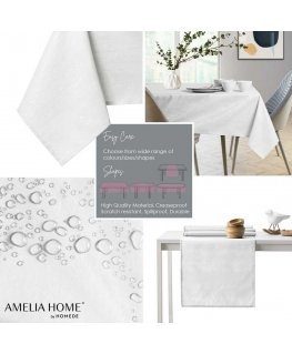 Vesta white pressed modern tablecloth 100 circle AmeliaHome