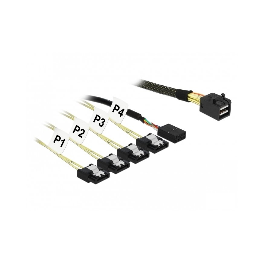 DeLOCK 85732 SAS (Serial Attached SCSI) -kaapeli 1 m musta, Vihreä