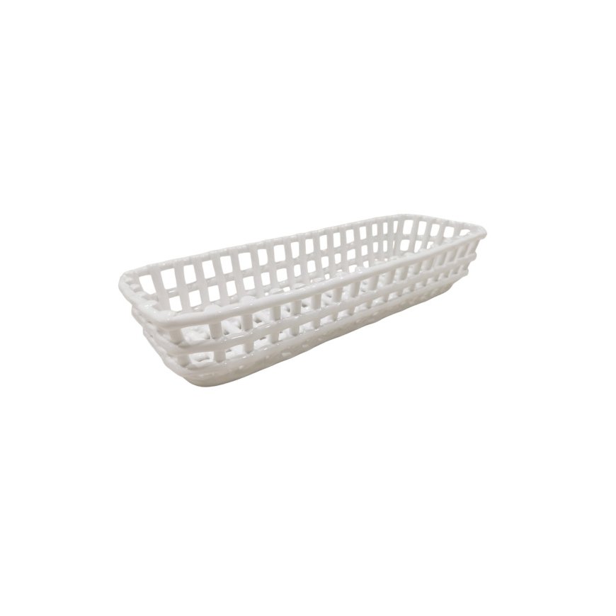 DOMESTIC RITUAL CAPTURED Rectangular white basket 40 x 12 x 8 cm