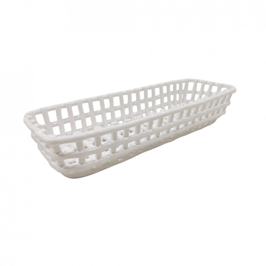 DOMESTIC RITUAL CAPTURED Rectangular white basket 40 x 12 x 8 cm – 2