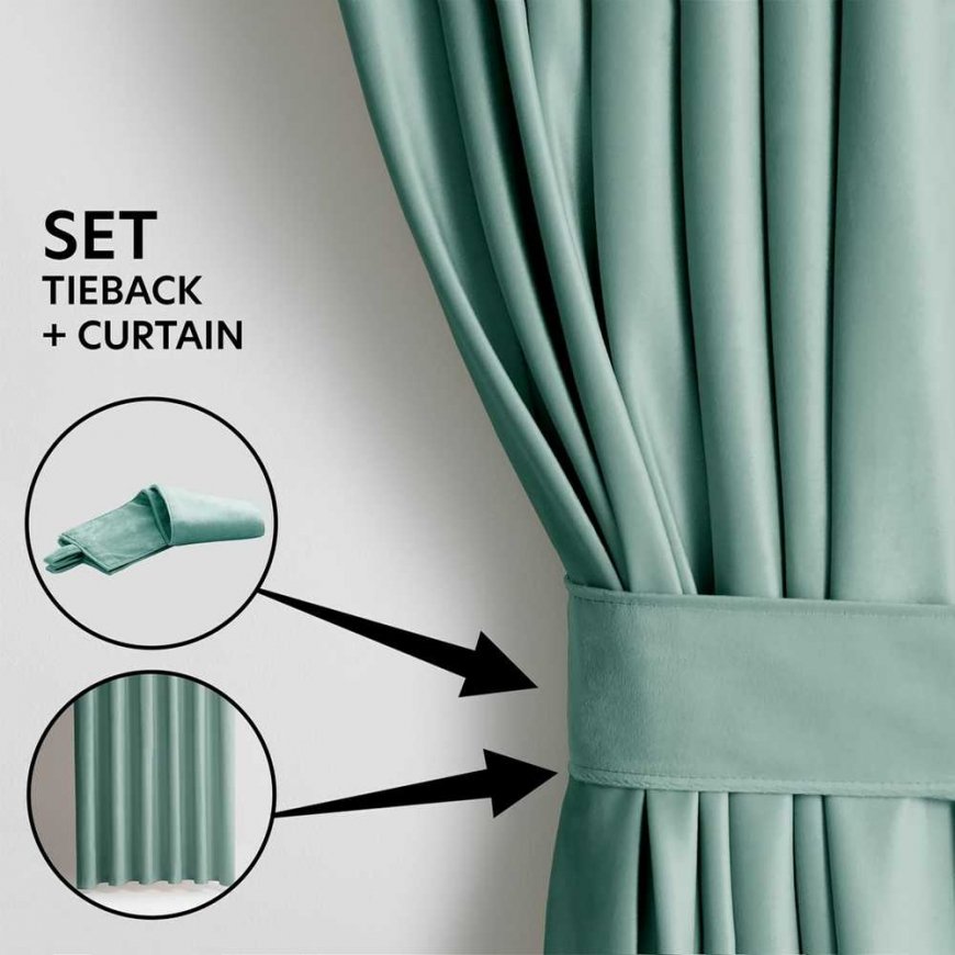 Aizkaru VELVET krāsa piparmētru stila klasiskās joslas materiāla veids - tekstils aksoms 140x245 AmeliaHome – 4