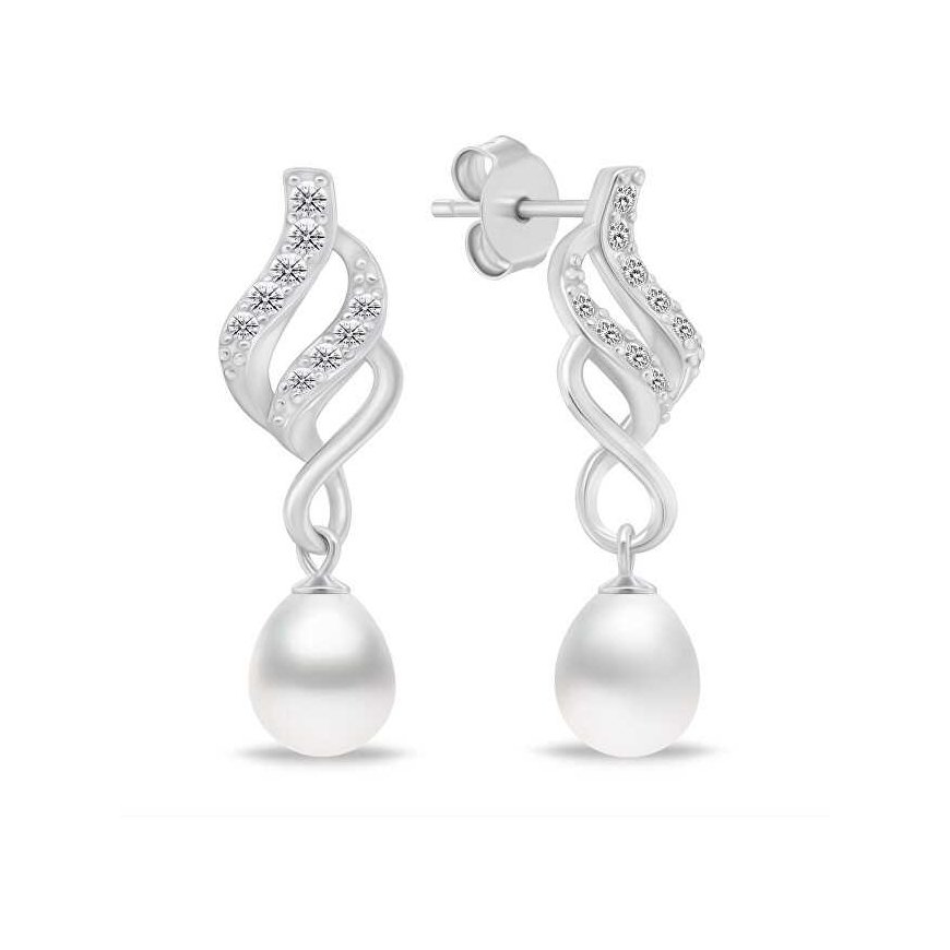 Brilio Silver Elegants sudraba rotaslietu komplekts ar cirkoniem un pērļiem SET267W (auskari, kaklarota) – 3
