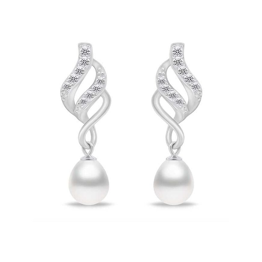 Brilio Silver Elegantne hõbedane ehtekomplekt tsirkoonide ja pärlitega SET267W (kõrvarõngad, kaelakee) – 4