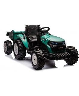 Lean Cars HC-306 Baterijomis varomas traktorius koos haagisega Tumedalt roheliseks 24V