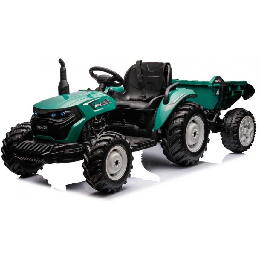 Lean Cars HC-306 Battery-powered tractor with trailer Dark green 24V – 2