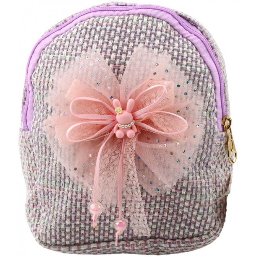 Lasten reppu „Lean“ punotulla nauhalla ja pupulla, violetti, 21 cm, 2 l