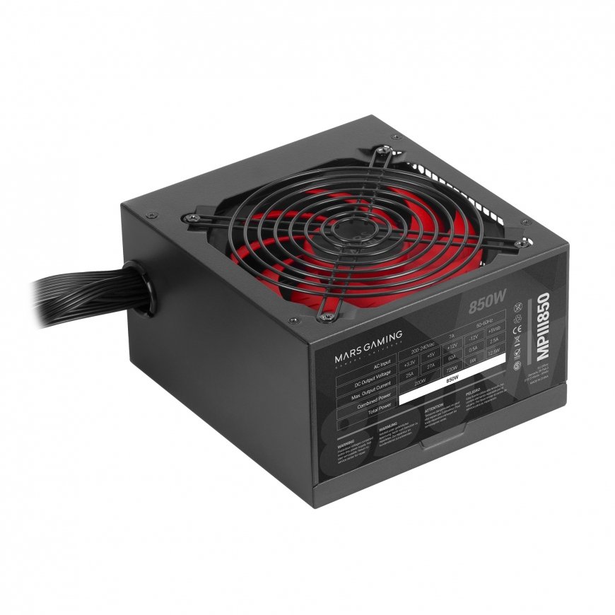 Mars Gaming MPIII850 PC ATX 850W Power Supply 5 Years Warranty Silent AI-RPM Technology 85% Efficien – 2