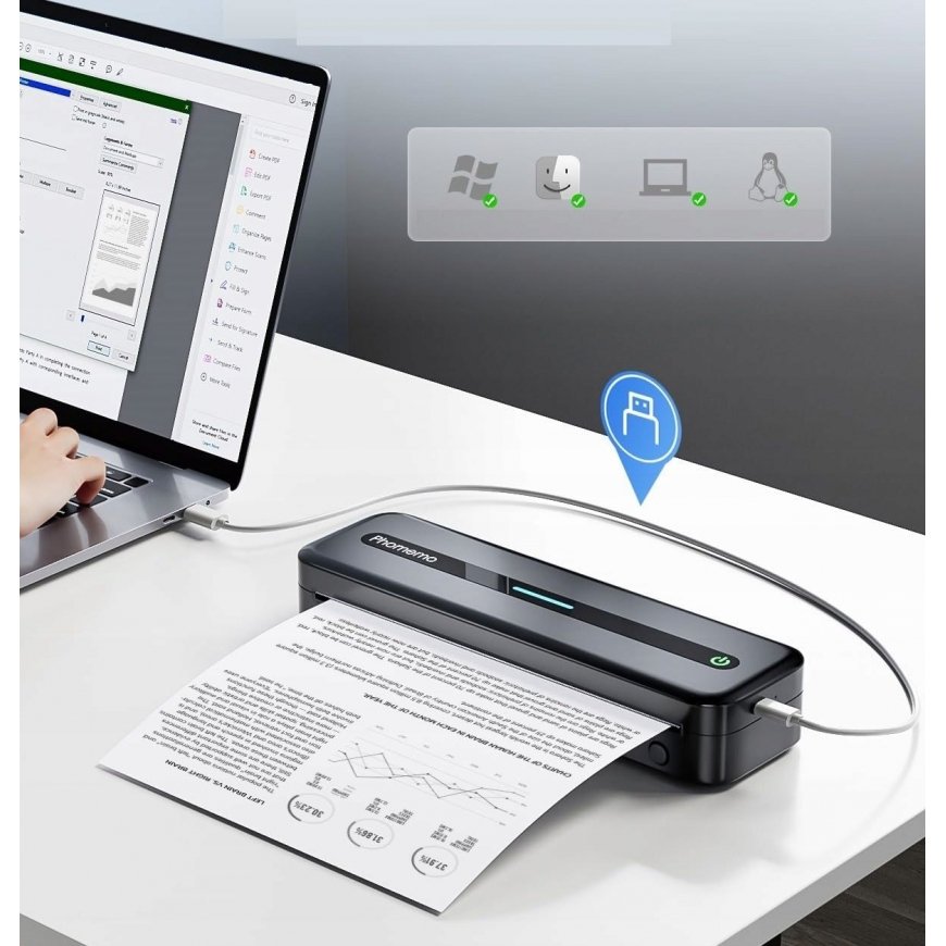 Phomemo Kandev printer Termiline A4 Ilma tindita Buetooth iOS/Android / Phomemo / M832 / Palli