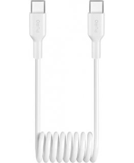 Puro 25W USB-C Spiral Cable - USB-C 1m - White