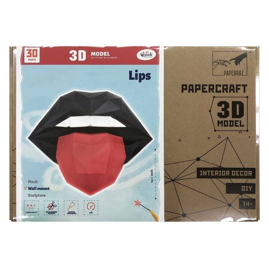 Beldizart SALE Wizard 3D paper construction set Lips Black/Red PP-1GUB-2BR – 2