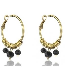 Marc Malone Auksuoti auskarai su žiedais Zoey Juodas Earrings MCE23010G