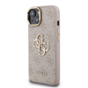 Guess PU 4G Metal Logo Stand Kaamera Raami kott Apple iPhone 15 jaoks roosa värv