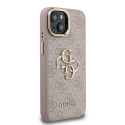 Guess PU 4G Metal Logo Stand Camera Frame case designed for Apple iPhone 15 in pink color Guess PU 4G Metal Logo Stand Camera Frame case designed for Apple iPhone 15 in pink color