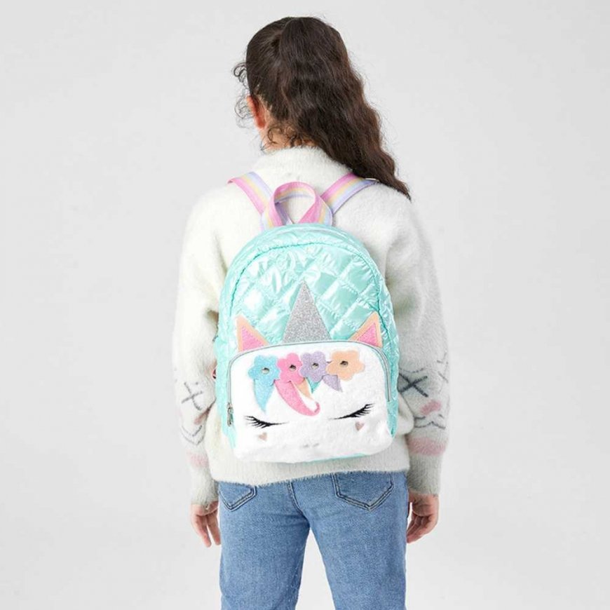 Lean Slim Backpack for Kids School Quilted Unicorn Turquoise 32cm – 3