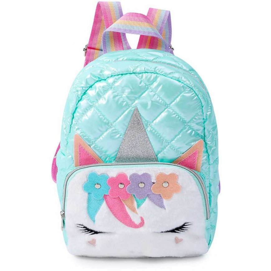 Lean Slim Backpack for Kids School Quilted Unicorn Turquoise 32cm – 4
