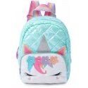 Lean Slim Backpack for Kids School Quilted Unicorn Turquoise 32cm