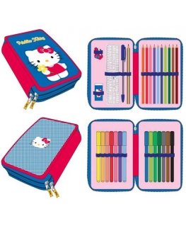 Hello Kitty blue pencil case with 2 compartments