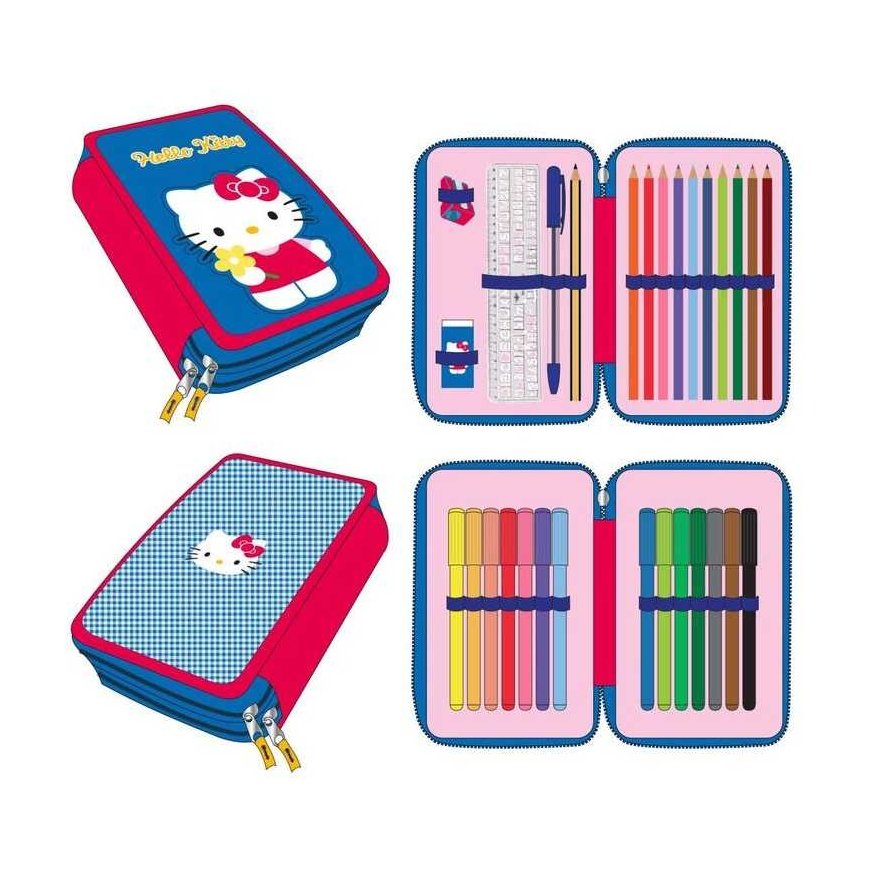 Hello Kitty blue pencil case with 2 compartments