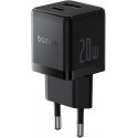 Baseus Seinälaite Palm 20W USB + USB-C QC3.0 PD3.0 USB-C -kaapelilla 1m, musta Baseus Seinälaite Palm 20W USB + USB-C QC3.0 PD3.0 USB-C -kaapelilla 1m, musta