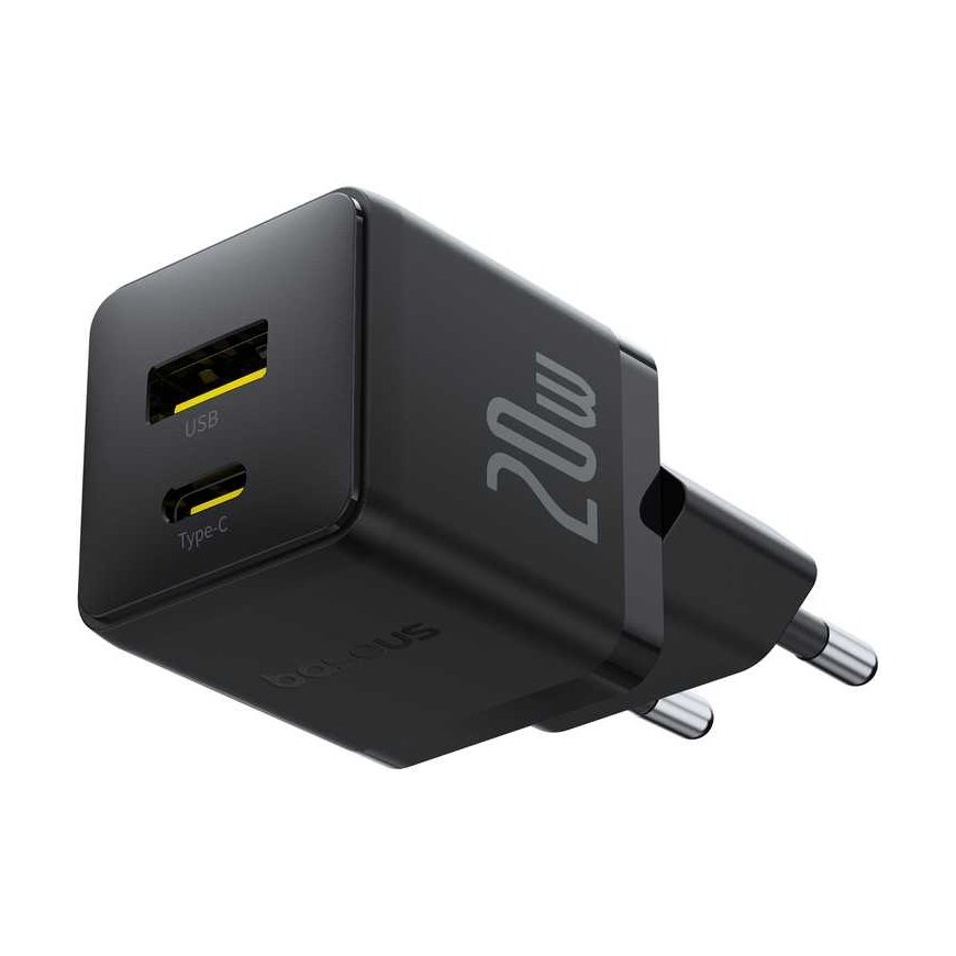 Baseus Seinälaite Palm 20W USB + USB-C QC3.0 PD3.0 USB-C -kaapelilla 1m, musta – 3