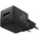 Baseus Seinälaite Palm 20W USB + USB-C QC3.0 PD3.0 USB-C -kaapelilla 1m, musta Baseus Seinälaite Palm 20W USB + USB-C QC3.0 PD3.0 USB-C -kaapelilla 1m, musta
