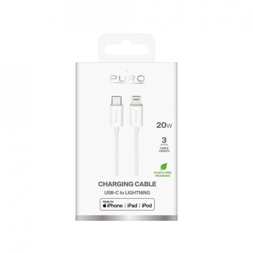 Кабель Puro TPE 20W USB-C - Lightning 3м - белый – 2