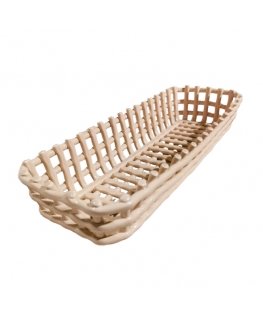 DOMESTIC RITUALS captured rectangular basket, sand color, 40 x 12 x 8 cm
