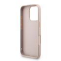 Guess PU 4G Metal Logo Strap case designed for Apple iPhone 16 Pro in pink color