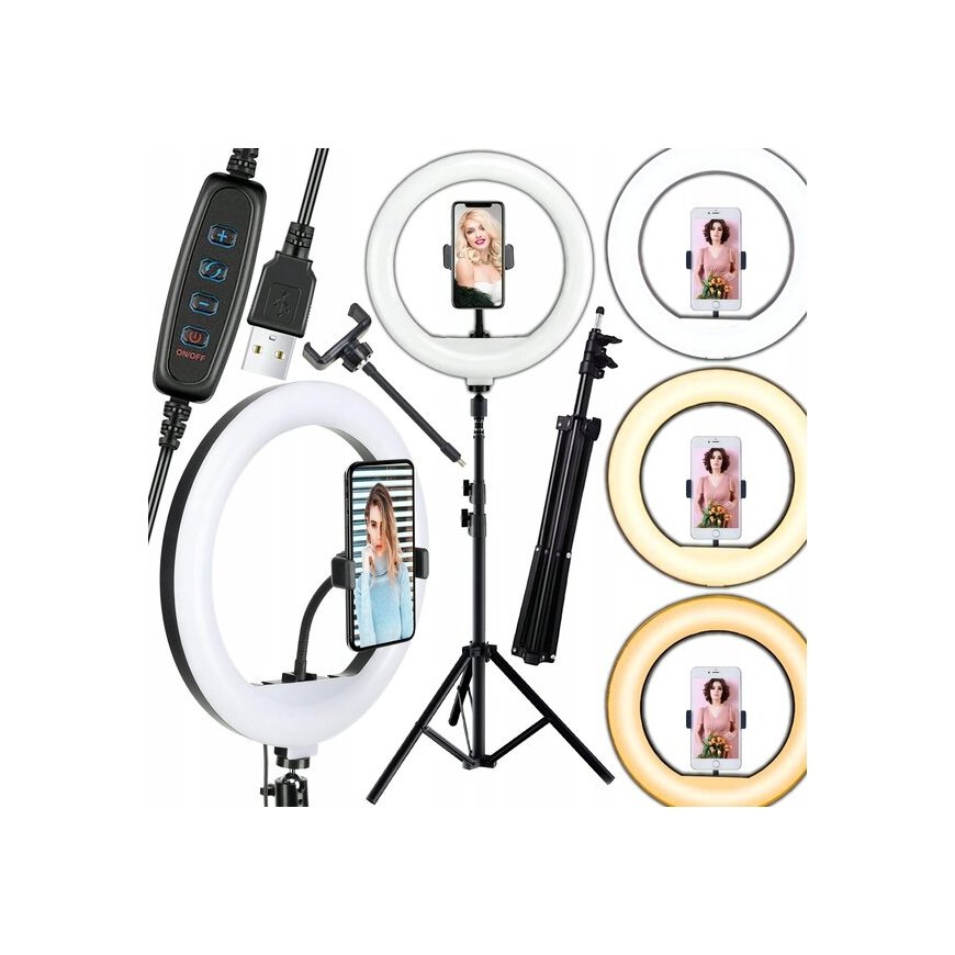 Blavec Selfie žiedinė lemputė Aliuminio Aura LED RGB žiedas P50 25cm tri – 2
