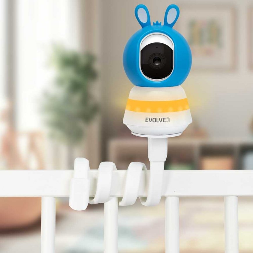 „EVOLVEO Baby Monitorius N5“, комплект видеонаблюдения за детьми с 360° наблюдением, двусторонней связью и колыбельными, синий – 2