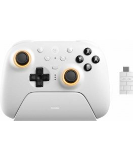 8BitDo Ultimate 2 bezvadu BT spēļu kontrolleris, PC/Switch, balts