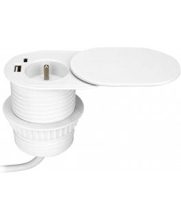 Orno Baldini pesa ?6cm, sisse ehitatud tööpinnale koos libistatava kaanega, USB laadijaga ja 1,9m kaabliga, 1x2P+Z (prantsuse), 