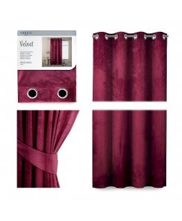 Nakts aizkars ar gredzeniem AmeliaHome VELVET 140X245 cm, 1 gab., krāsa: vīna