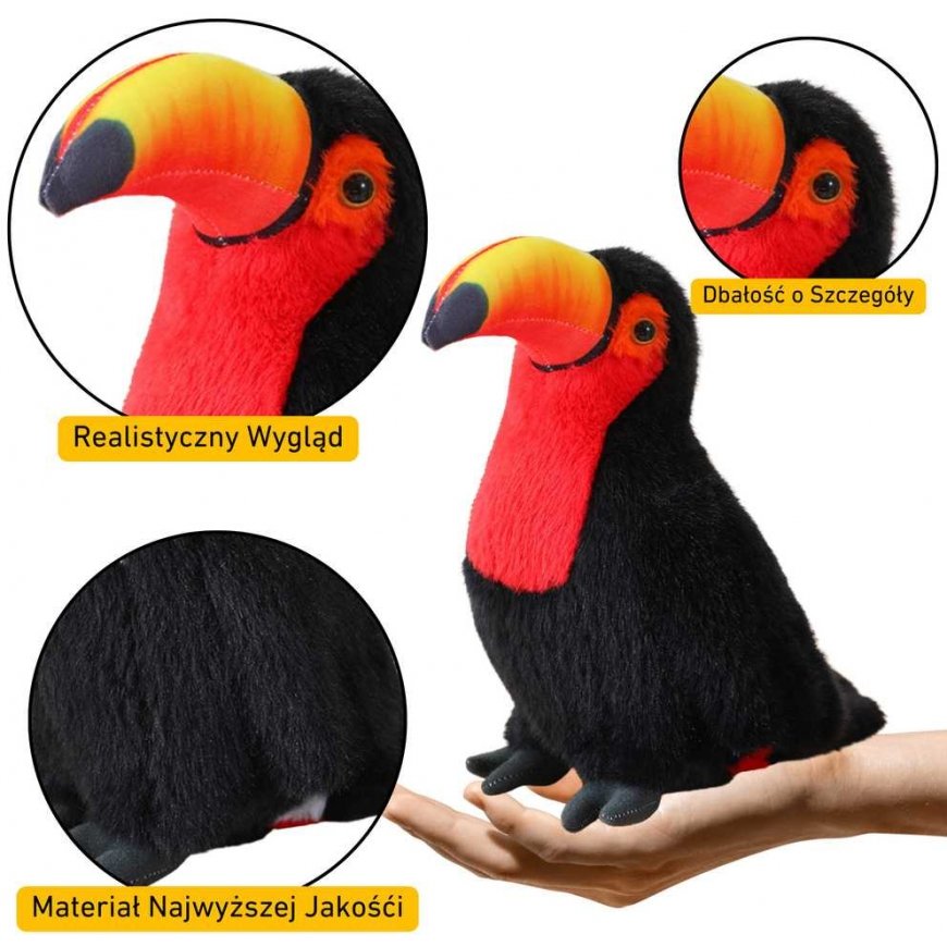 Lean Toys Pliušinis tukanas žaislas, 30 cm – 4