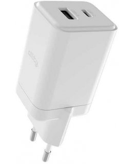 Lādētājs Allity GaN PD QC ATC-01-45WAC 1x USB-C 1x USB-A 45W balts