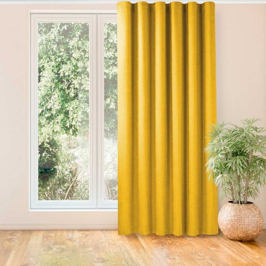 MILANA curtain mustard style classic sheer wavy stripe 7 cm chenille 220x225 HOMEDE – 2